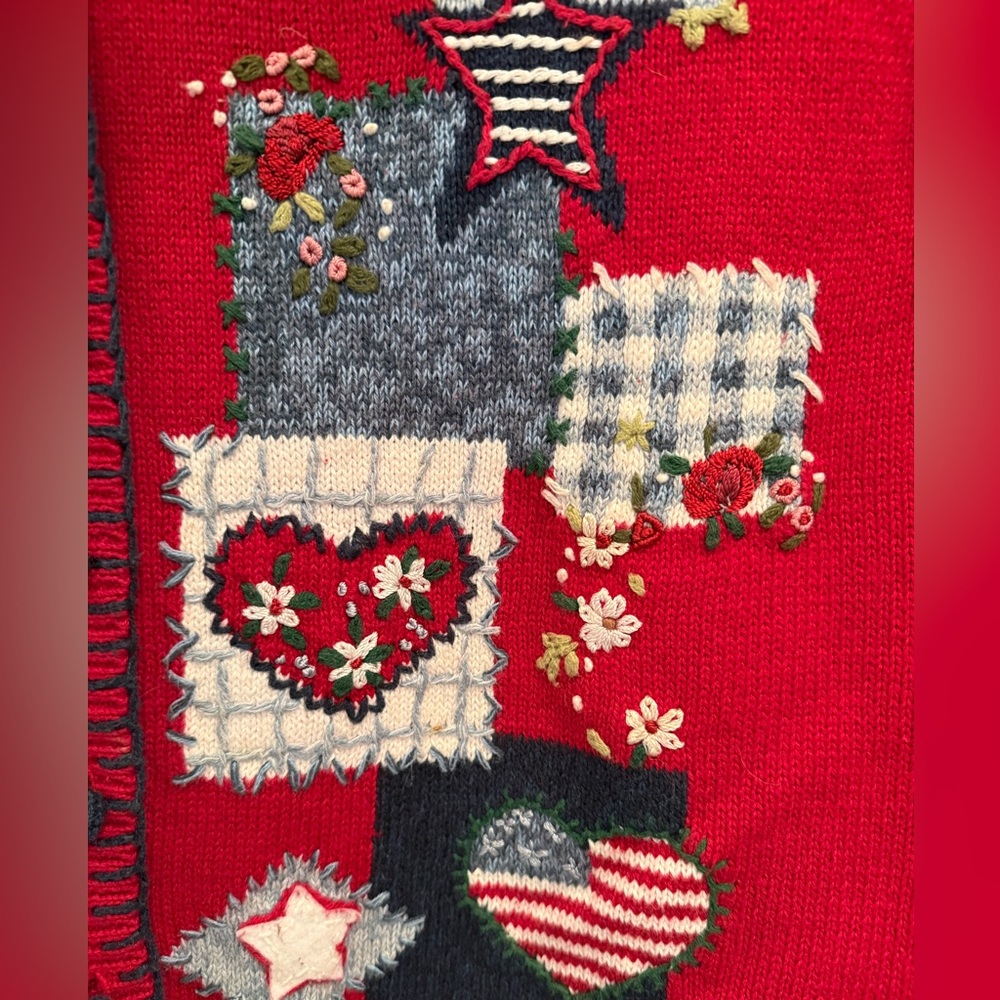 Vintage Stitches in Time Patchwork Embroidered He… - image 6